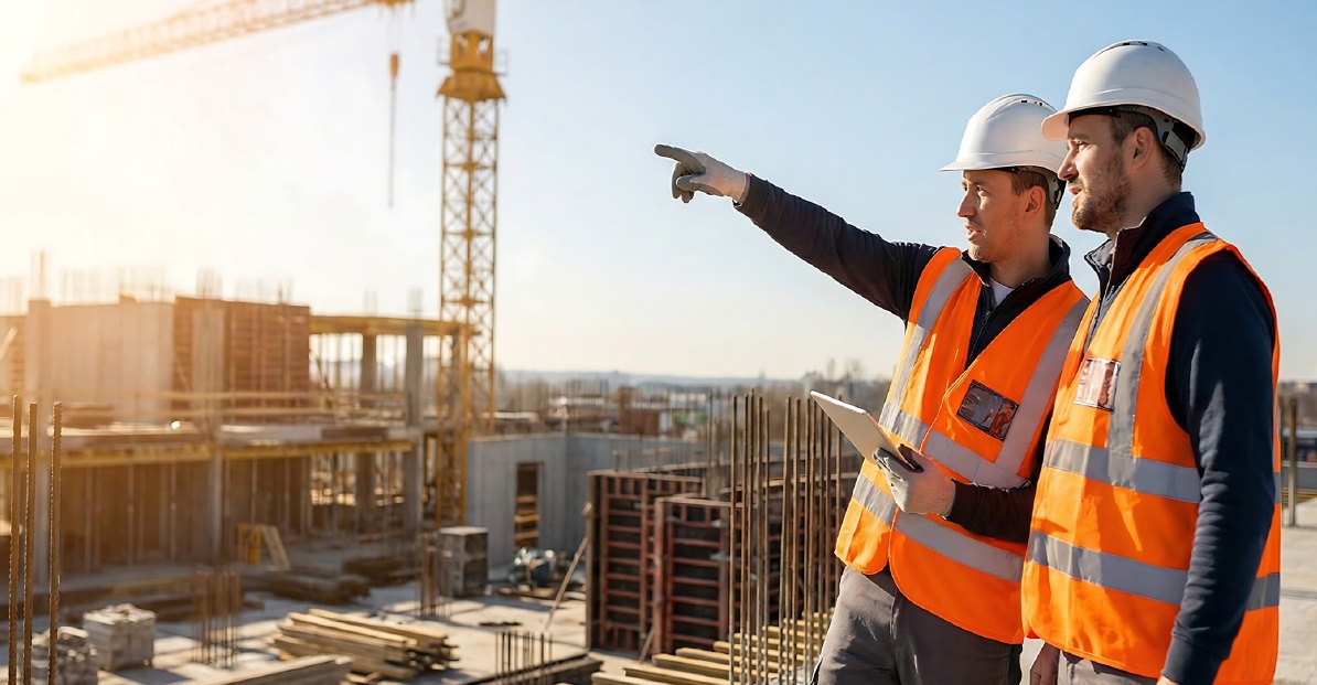 Nebest - Bouwplaatsprofessionals die plannen beoordelen en ter plaatse aanwijzingen geven voor efficiënte projectplanning en infrastructuurontwikkeling.